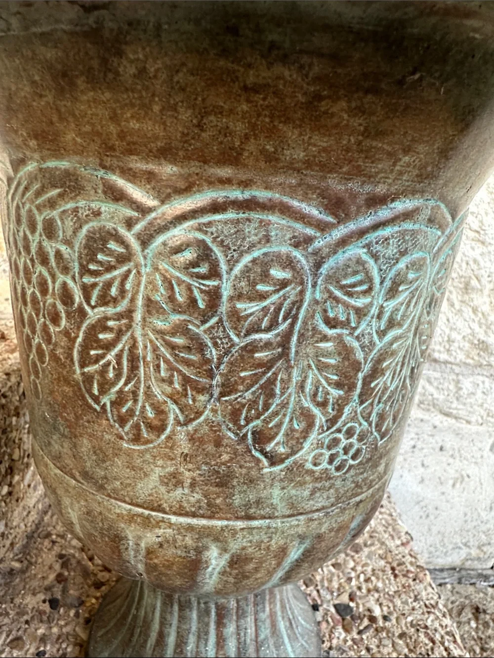 Vintage-Style Green Patina Decorative Urn Planter